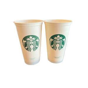 Starbucks Coffee Tumbler Mermaid Siren Lid White 12 Oz Set of 2